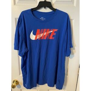 Nike Mens Dri-FIT Graphic Tee Royal Blue Red White Logo T-Shirt XXL Tall 2XLT